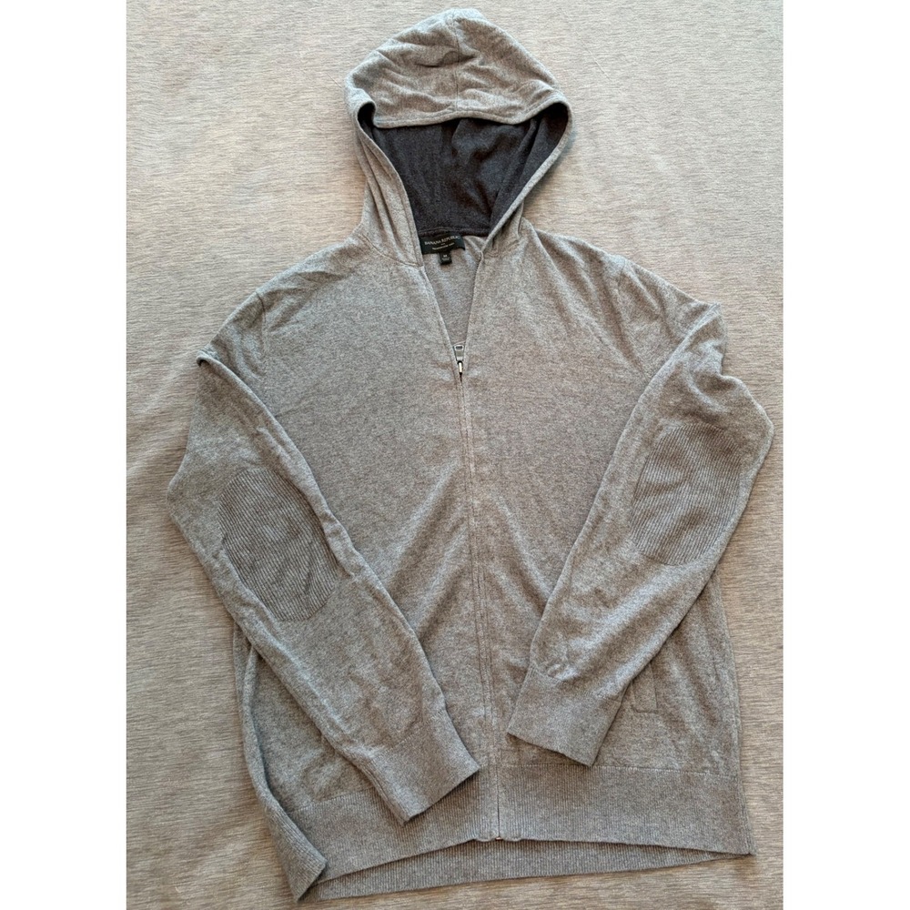 Banana Republic Mens Premium Luxe Yarn Silk Cashmere Blend Zip Hoodie Gray M